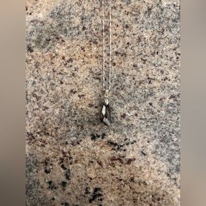 Swarovski Swan Black Diamond AB Crystal Charm Pendant with Silver Chain Necklace